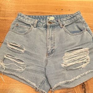Billabong Light Blue Distressed Jean Shorts